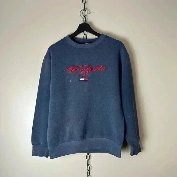 Vintage Tommy Sports  Spellout Crewneck Medium - Picture 1 of 8